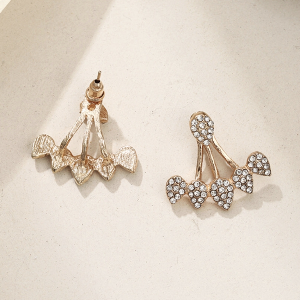 SOLD SOLD SOLD Vintage Gold Tone Rhinestone Hanger Earrings - Picture 9 of 11